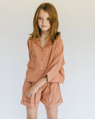 The Lullaby Club_Mini Lounge Set_Kids Shorts and button up shirt