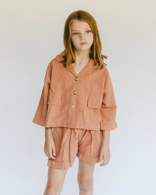 The Lullaby Club_Mini Lounge Set_Kids Shorts and button up shirt