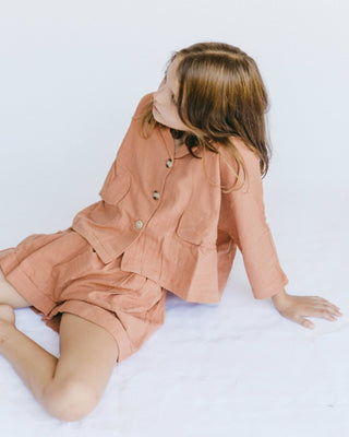 The Lullaby Club_Mini Lounge Set_Kids Shorts and button up shirt