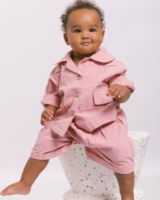 The Lullaby Club_Mini Lounge Set_Kids Shorts and button up shirt