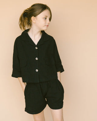 The Lullaby Club_Mini Lounge Set_Kids Shorts and button up shirt