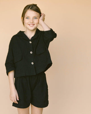 The Lullaby Club_Mini Lounge Set_Kids Shorts and button up shirt