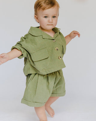 The Lullaby Club_Mini Lounge Set_Kids Shorts and button up shirt