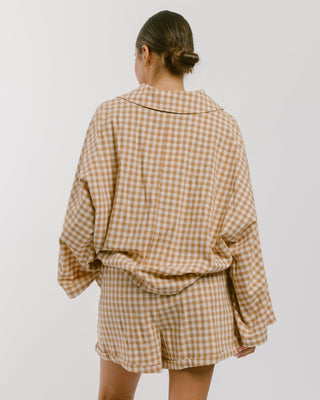 The Lullaby Club_Womens Lounge Set_Cotton/linen button up shirt and shorts